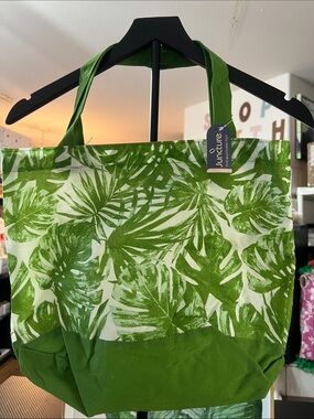 Juncture Green Leaf Print Tote Bag